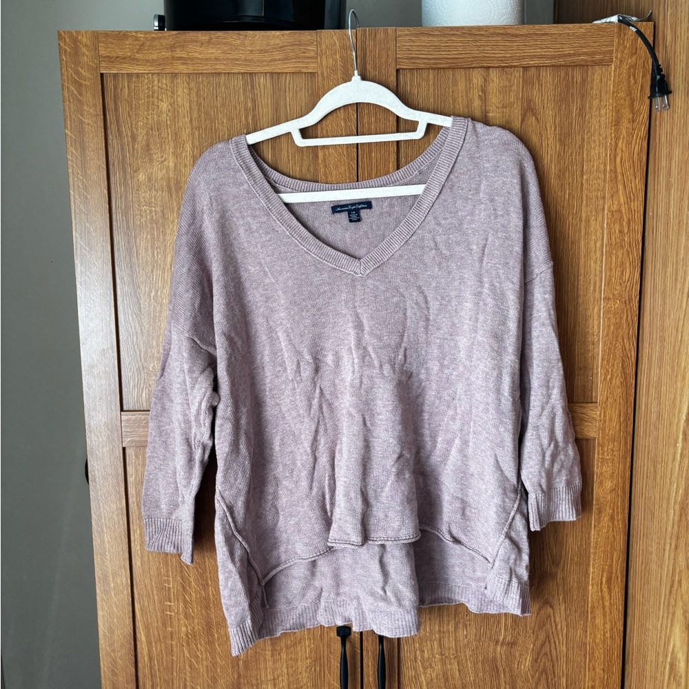 American Eagle Outfitters Mauve V-Neck Sweater